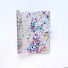 Cahier à anneaux A5 style coréen et japonais avec licorne, décorations de paillettes, de sequins et de coquillages. Couverture transparente, pages amovibles, imperméable et durable. Collection d'autocollants, album photo, journal scrapbooking - A - Voir 14