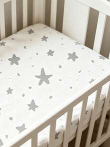 1pc Baby Crib Fitted Sheet Star Heart Print Soft Breathable Nursery Bedding Fits Standard Crib Mattress For Baby Boys Girls Newborn Toddler - Multicolor - View 5