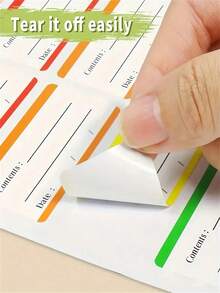 100张（10张）彩色冰箱标签，可移除食品储存贴纸，冷冻食品标签，适用于食品容器，厨房冰箱食品整理，返校剪贴簿，趣味贴纸 - 彩色 - 查看 3