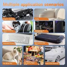 140000RPM Multi-Functional Handheld Turbo Jet Blower, 2-In-1 Blowing & Suction Electric Air Duster With 52m/S Hurricane Wind Force, 150km/H Wind Speed, 200W High Power & 380G Wind Pressure, Violent Hair Dryer With Stepless Speed Regulation, Overheat Protection, Intelligent Chip, Noise Reduction & Long Endurance, Comes With Multiple Replaceable Nozzle Attachments, Perfect For Car Snow Removal, Car Interior Deep Cleaning, Home Keyboard Dusting, Pet Drying, Yard Leaf Blowing, Camping Fire Aid, Inflatable Cushion Inflation, Workshop Tool Bench Cleaning, Factory Equipment Dust Blowing, Camera Lens Blowing & Sofa Dust Removal - Black - View 8