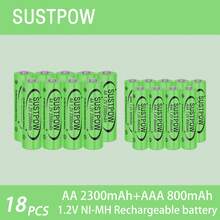 Combo de baterías recargables AA/AAA Ni-MH - 2300mAh AA y 800mAh AAA, aptas para cámaras, afeitadoras, despertadores - Ver 18