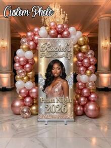 1 pièce - Bannière personnalisée, bannière en polyester avec photo personnalisée, décor d'arrière-plan pour événements extérieurs et porche, convient pour les mariages, les anniversaires et les célébrations en général, applicable pour Noël, Thanksgiving et diverses festivités, fond imprimé sur mesure, convient pour l'intérieur, le jardin, la clôture et la parfaite décoration de fête pour toute occasion - Multicolore - Voir 1