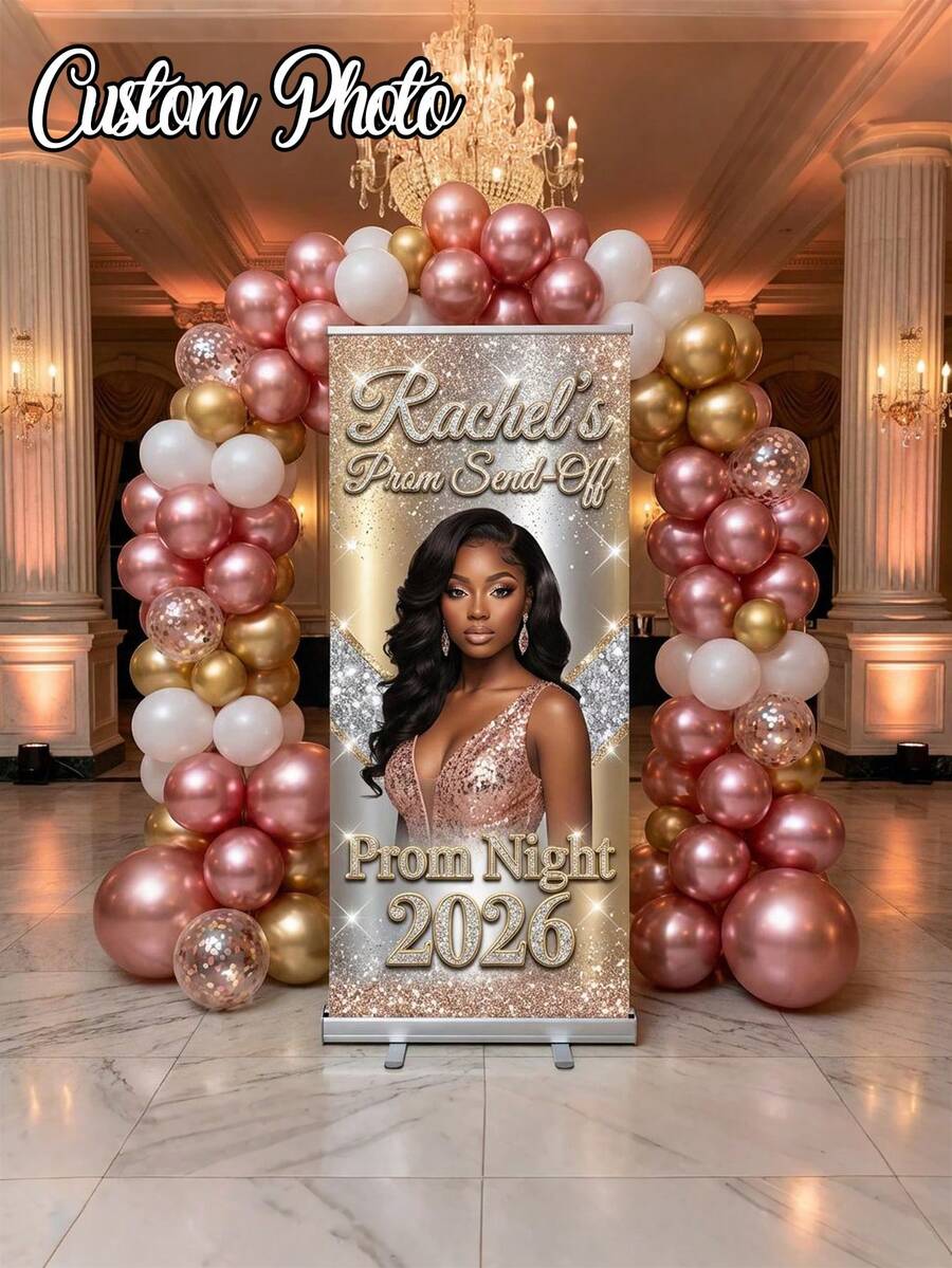 1 pièce - Bannière personnalisée, bannière en polyester avec photo personnalisée, décor d'arrière-plan pour événements extérieurs et porche, convient pour les mariages, les anniversaires et les célébrations en général, applicable pour Noël, Thanksgiving et diverses festivités, fond imprimé sur mesure, convient pour l'intérieur, le jardin, la clôture et la parfaite décoration de fête pour toute occasion - Multicolore - Voir 1