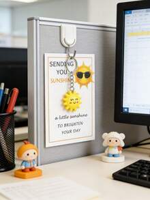 5/3sets/1set-Passionate Sunshine Keychain, Enthusiastic Sun Keychain, Mini Bag Charm Accessory, Comes With Inspirational Sun Greeting Card, Mini Bag Charm Accessory, Pocket Gift, Inspirational Sun Greeting Card, Perfect Inspirational Gift For Family, Friends, Colleagues And Employees, Energetic Gift - Multicolor - View 6