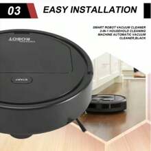 Aspiradora robot 3 en 1, barre y friega, recargable, 1 hora de duración de la batería, adecuada para pisos de madera, mármol, baldosas, alfombras, cocinas y talla grande, limpieza fácil de pisos del hogar - Negro - Ver 10
