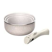 San Ignacio Set Of 3 Saucepans Ø16Ø18Ø20cm Pressed Aluminum, ILAG Non-Stick Coating, Removable Handle, Suitable For Induction, , Dishwasher And Oven - Cream 1 - View 5