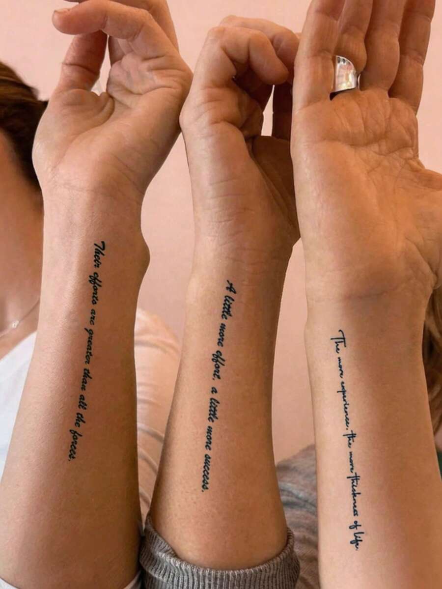 1pc Inspirational English Letter Temporary Tattoo, Waterproof Fake Tattoo Sticker