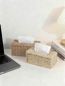 Hand-Woven Tissue Box, Oriental Zen Minimalist Style, Suitable For Living Room, Bedroom, Office - Multicolor - View 8