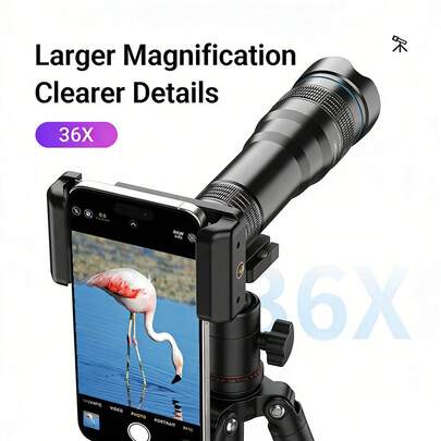  APEXEL 36X High-Power Monocular Telescope For Phone, Telephoto Lens For Smartphones, Long-Distance Photography Lens Compatible With All Phones [Tripod Not Included]
