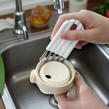 Cepillo de limpieza multiusos para teclados, tazas y botellas - Limpiador de ranuras de plástico blanco ergonómico con cepillo con cubierta rizada, adecuado para dormitorio, cocina, oficina y automóvil - No se necesita energía, herramienta de cepillado de limpieza - Blanco-1 ud. - Ver 8