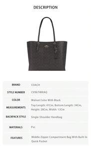 Túi xách nữ Coach in họa tiết, đeo vai đơn. - Màu gỗ óc chó phối đen CV967IMXAQ - Xem 6