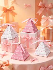 12 Peças Caixas de Presente Pequenas com Laço Rosa em Formato de Triângulo, Caixa de Chocolate e Doces para Aniversário de Menina, Caixa de Sobremesa para Festa de 1st Aniversário, Embalagem de Lembrancinhas para Chá de Bebê, Caixas de Presente para Festa de Revelação de Gênero, Decoração de Mesa para Festa de Comemoração de Recém-Nascido, Suprimentos para Festa de Aniversário, Presentes de Aniversário, Decorações de Aniversário, Decorações de Chá de Bebê, Decorações de Revelação de Gênero, Decorações de Festa com Tema de Laço Rosa - Laço branco rosa - Visão 7