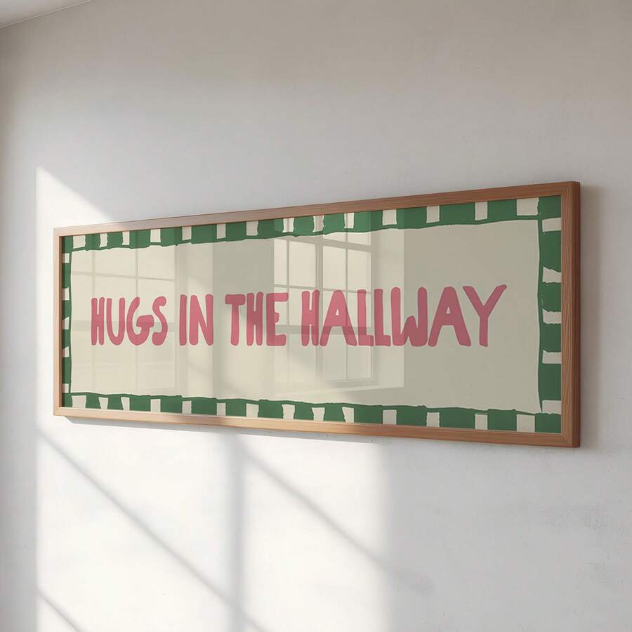 1pc Frameless Corridor Hug Pattern Wide Banner Entrance Wall Art Canvas Poster Print, Suitable For Living Room, Bedroom, Dormitory Decor - Font - View 1