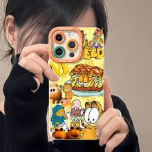 Tema de lasaña amarilla de  naranjafunda de teléfono Fundas compatibles con ,Apple,VIVO,OPPO,,, y Honor.Fabricadas en silicona TPU,ofrecen protección contra golpes y caídas. - Blanco - Ver 6