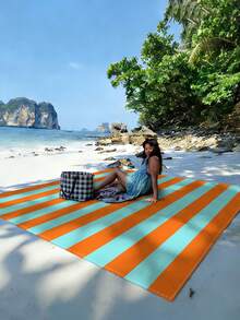 1pc New Waterproof Anti-Sand Digital Printed Beach/Picnic Mat, Fashionable & Fresh Pattern, Suitable For Outdoor Camping And Picnics - Multicolor - View 4