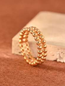 1 pieza Anillo pequeño y redondo de doble capa chapado en oro de 24k, un anillo unisex adecuado tanto para hombres como para mujeres, perfecto para un uso diario con estilo. - Dorado - Ver 13