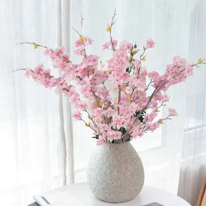 1支人造樱花枝、桃花枝，春季装饰，餐桌摆设，摄影道具，婚礼及家居装饰