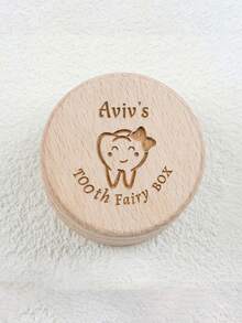 1pc Personalized Baby Tooth Fairy Wooden Box, Custom Text Kids First Lost Tooth Keepsake Container, Baby Shower Gift,Personalized Wooden Tooth Box - Multicolor - View 9