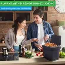 Compost Bin 5L - Kitchen Food Waste Caddy - Lid Opens With Push Button - Countertop Small Counter Trash Can - Odour Proof Container - Indoor Recycling Composter With Non Slip Base Charcoal - 木炭 - 查看 4