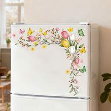 1/3pcs Vibrant Floral And Butterfly Corner Decorative Stickers, Removable Self-Adhesive Waterproof PVC Decals, Suitable For Doors, Mirrors, Bedrooms, Living Rooms, And Home Decor. - Wall Stickers - View 3