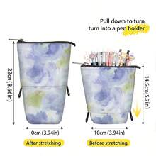 Trousse à crayons en style aquarelle tie-dye, boîte de rangement pour fournitures de bureau, sac organisateur de papeterie pour étudiants, étui cylindrique rétractable à la mode. Convient aux élèves du primaire et du secondaire - grande capacité, design à fermeture éclair. Trousse à crayons pour filles, applicable pour les enseignants et les étudiants, porte-monnaie/portefeuille multifonction portable pour les fournitures scolaires et de bureau, sac à papeterie debout - Multicolore - Voir 5