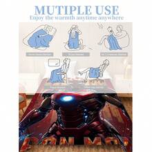 Marvel Đây là một chiếc chăn nỉ với chủ đề Người Sắt. Sự kết hợp màu sắc đỏ và vàng của bộ giáp, cùng với ánh sáng xanh trên ngực và lòng bàn tay, tạo nên cảm giác mạnh mẽ về công nghệ và hơi hướng cổ điển. Màu sắc của nhân vật nổi bật và dễ nhận biết, khiến chiếc chăn vừa đẹp mắt vừa thoải mái. Mềm mại và phù hợp để sử dụng vào mùa hè, nó có thể được dùng làm khăn phủ ghế sofa, chăn ngủ trưa hoặc vật trang trí giường. - Nhiều màu - Xem 11