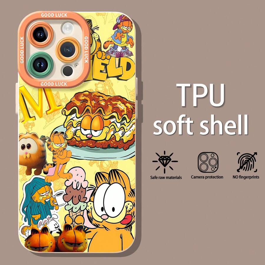 Tema de lasaña amarilla de naranjafunda de teléfono Fundas compatibles con ,Apple,VIVO,OPPO,,, y Honor.Fabricadas en silicona TPU,ofrecen protección contra golpes y caídas. - Blanco - Ver 1