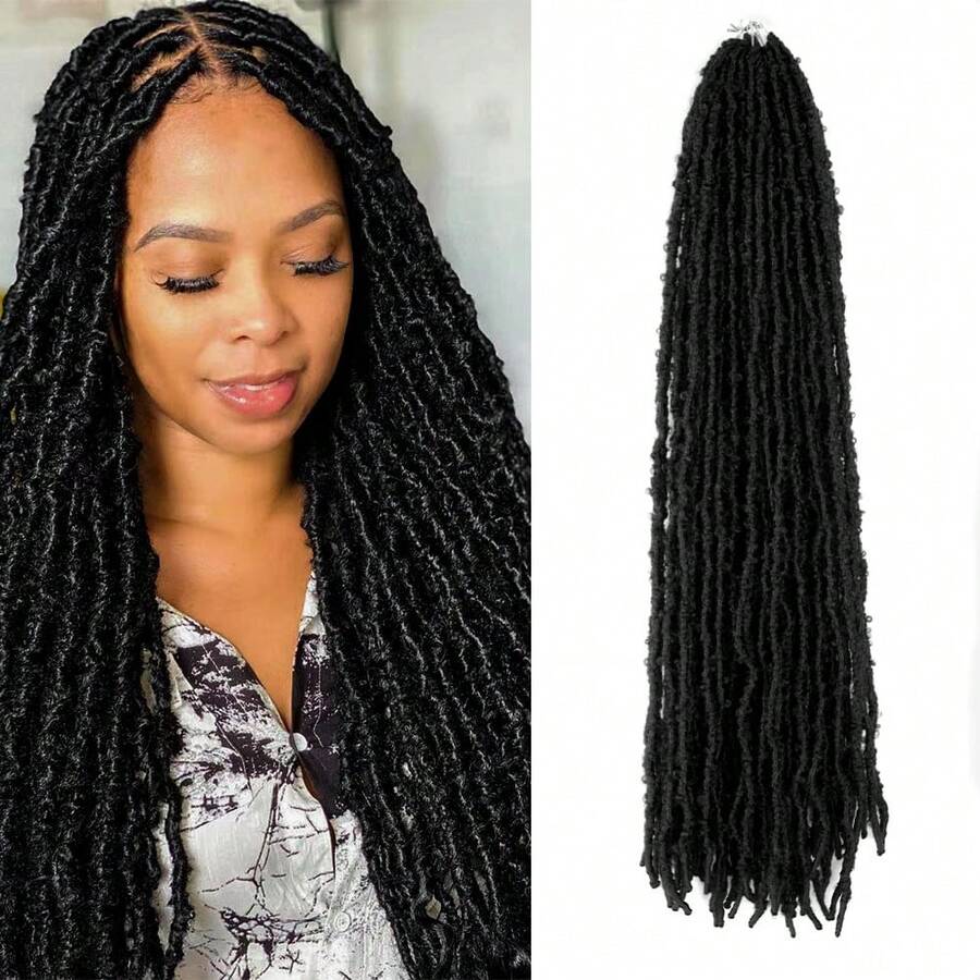 Butterfly Locs Crochet Hair 24 Inch ,8 Packs Pre-Twisted Synthetic Crochet Locs Pre-Looped Distressed Faux Braids - 1B - Xem 1