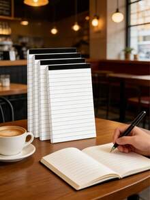 1 Set White Lined Notebook - Smooth Writing Paper, Thick Binding, Suitable For Office, Diary, Doodle, Exam And Art Creation - Large Capacity Pack, Suitable For Teachers And Planners, A7 Mini Notebook With Index, Tear-Off Notepad, Stationery (30 Pages) - Rectangle - View 2
