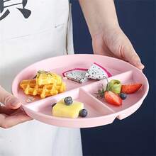 Bộ 2/4 đĩa ăn chia khẩu phần dành cho người lớn, thích hợp cho nhà hàng, 4 màu, đĩa nhựa tròn 3 ngăn dùng một lần, đĩa chia khẩu phần có thể tái sử dụng, giúp ăn uống lành mạnh và giảm cân, đĩa dã ngoại, đĩa salad, có thể rửa bằng máy rửa chén, có thể tái sử dụng. - Nhiều màu - Xem 6