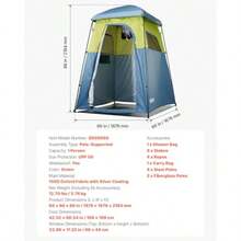 Tienda de Ducha con 1 Habitación y Bolsa de Ducha con Piquetas Cuerdas Bolsa de Transporte y Postes de Soporte Tela Oxford 150D para Camping Playa Pesca Verde 1676 x 1676 x 2184 mm - como en la imagen - Ver 8