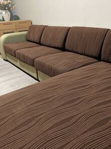 1 chiếc vỏ đệm ghế sofa co giãn màu trơn, chất liệu jacquard, có thể tháo rời và giặt máy, phù hợp với ghế sofa nhỏ trong phòng khách, chất liệu polyester. - Cà phê đen - Xem 1