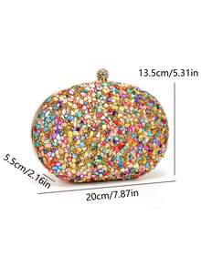 Acrylic Diamond Evening Bag, Wedding Party Clutch, Rhinestone Fashion Design Chain Shoulder Handbag - Gold - View 2