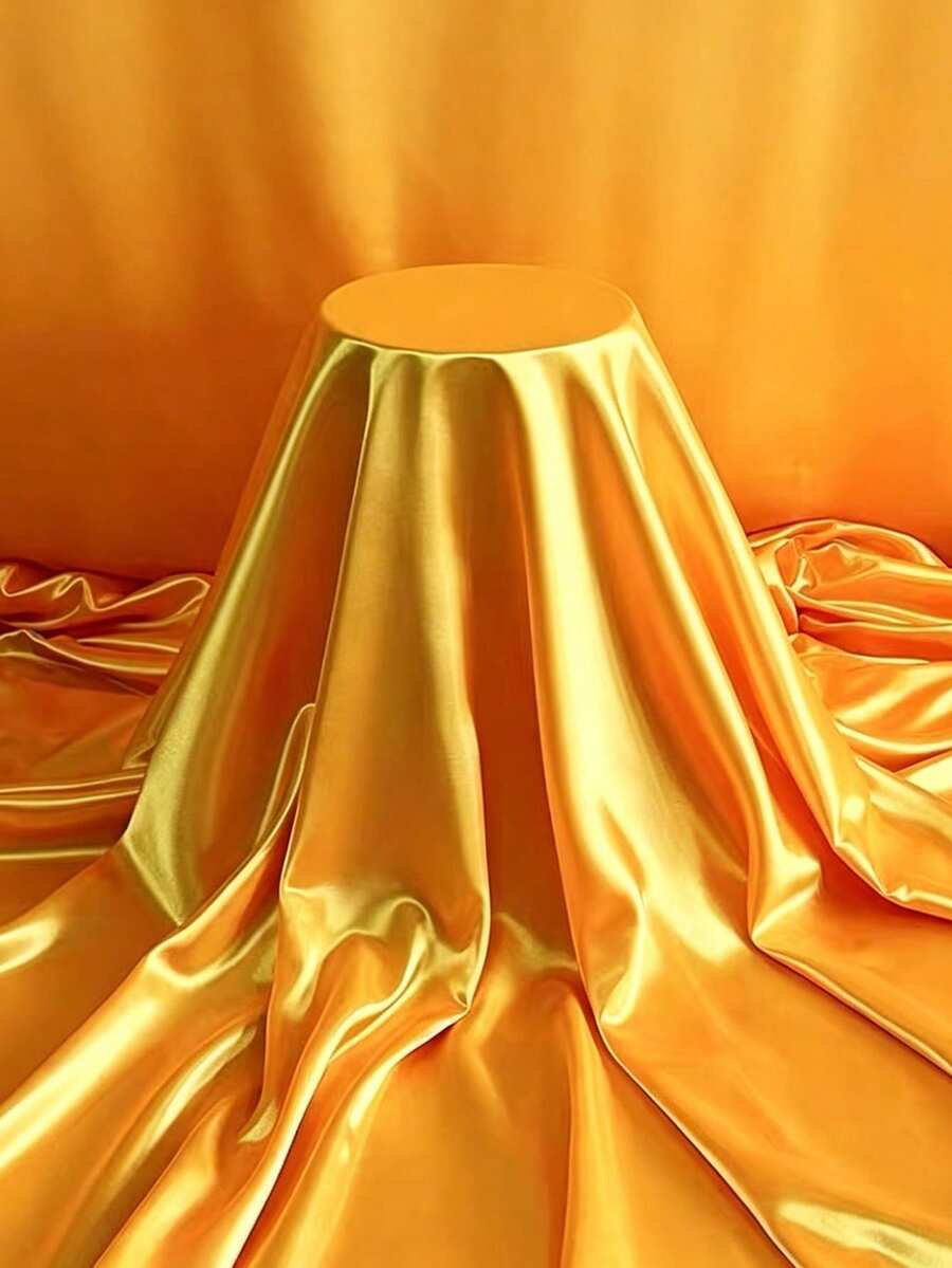 1pc Shiny Golden Yellow Satin Fabric, Wedding Ceremony Aisle Carpet DIY Pre-Cut Material - Golden - View 1