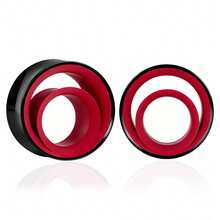 2个316L医用钢双扩耳扩，带红色PLA内衬，低过敏性耳洞耳塞，舒适的穿刺饰品，适合拉伸耳洞，女性日常佩戴 - 圓形的 - 查看 13
