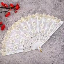 1pc Breezier White Cherry Blossom Hand Fan With Gold Foil Print - Multicolor - View 6