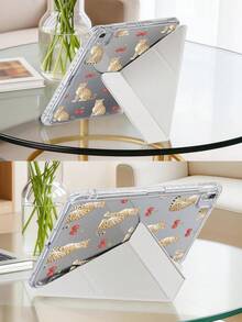 透明亚克力后盖，猎豹与樱花图案，兼容iPad第十代，内置Apple Pencil笔槽，高透明度亚克力后壳，防弯折、防刮擦、防摔，8档角度可调支架，磁吸式自动休眠/唤醒功能，趣味/创意/个性化平板电脑翻盖保护套，本产品不含触控笔，部分型号配有镜头框 - 彩色 - 查看 6