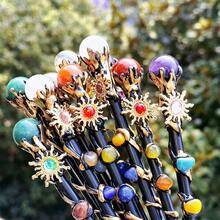1PC Natural Crystal Magic Wand, Handmade Chakra Healing Stone Witch Wand, Sunflower Design Wizard Scepter, Reiki Energy Spiritual Decor, Cosplay Prop Gift For Witch & Crystal Lovers - Ball Scepter - View 5
