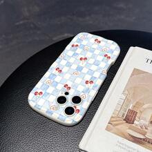 1个可爱TPU材质蓝白格子樱桃图案软奶油波纹加厚防摔精准开孔镜头保护手机壳，适用于 17/17 Pro/17 Pro Max/17 Air/16/11/16 Pro/16 Plus/16 Pro Max/16e/15 Pro Max/13/14/12/11/7G/8P，Galaxy S25/S25 Plus/S25 Ultra/A05/A05S/A06/A07/A16，科技爱好者的时尚之选。 - 白色 - 查看 6