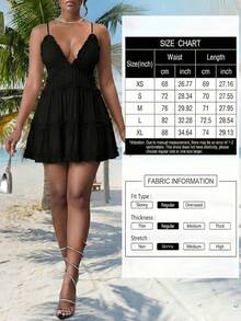 Women's Sexy Backless Sundress - V-Neck Slip Dress With Flutter Hem & Thin Straps, Minimalist Summer Dress For Beach & Date Nights - Yellow - View 6