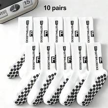 1/2/4/10pcs Men/Women Anti-Slip Grip Socks, Suitable For Sports Like Football, Basketball, Baseball, American Football, Cycling, Running, Hiking, Tennis, Skateboarding, Breathable Cushioned Professional Fitness Socks - Black and White - View 9