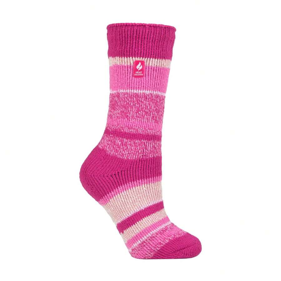 Heat Holders Heat Holders - Ladies Patterned Warm Winter Striped Twist Thermal Socks - Berry (Provence) - View 1