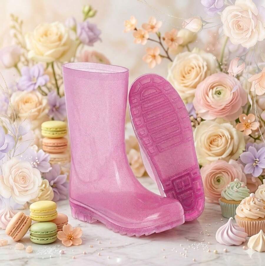 Pink Glitter Waterproof Children's Rain Boot R – Durable And Non-Slip High-Top Rain Boot For Girls "Magic Glitter" - 高幫亮片/粉紅色 - 查看 1