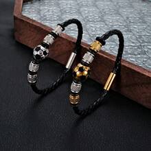 1条不锈钢男士手链，足球世界杯磁扣手链，送给朋友的纪念礼物 - 銀色款 - 查看 5