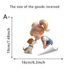 1pc Cartoon Car Sticker, Sweet Blonde Girl Kissing Puppy, Suitable For SUV, Truck Door, Laptop, High-Quality Vinyl Material, Removable, Waterproof And Sunproof, Birthday Gift, Road Trip Decor, Applicable For Windows, Bumpers, Trunk, Attractive Vehicle Decal, Animal Lover Gift, Female New Driver Accessory - A - View 13