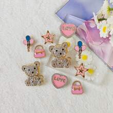 10pcs DIY Shoe Decoration Charms - Shiny Bears, Hearts, Stars, Balloons, Bags, Non-Metallic Lightweight Material, Y2K Fashion Versatile Cute Personalized For Men & Women, Suitable For EVA Beach Shoes, Slippers, Detachable Shoe Decor, Holiday Gift - Multicolor - View 1