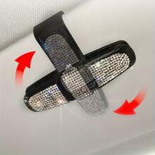 1pc Rhinestone Car Clip, Fashionable Glasses Holder For Car - Sparkling Gems, Glasses Rack For Car Interior Accessories - A - View 2