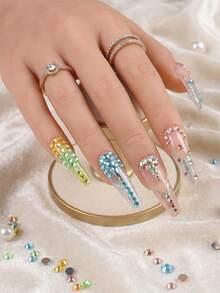 1 Box Random Mixed ABS 3mm Colorful Rhinestones 42 Colors Flat Bottom Diamonds, Suitable For Nail Art, Clothing, Fabric Decoration, DIY. Multi-Color Resin Flat Bottom Rhinestones Suitable For Diamond Art, Decorating Books, Shoes, Nail Art Glitter Tools - MultiWarna - View 9