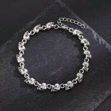 Vòng tay hình đầu lâu bạc phong cách Gothic Dark Punk, độc đáo và đa năng. - Màu Bạc Cổ - Xem 2