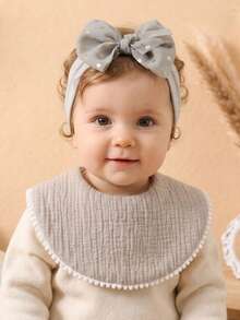 6pcs Baby Bow Headband & Bib Set, Ruched Floral Cute Infant Drool Bibs, Newborn Sweet Styling Accessories, Suitable For All Seasons - Multicolor - View 8